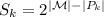 S_{k} = 2^{|\mathcal{M}|-|P_{k}|}