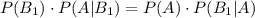 P(B_1)\cdot P(A|B_1)=P(A)\cdot P(B_1|A)