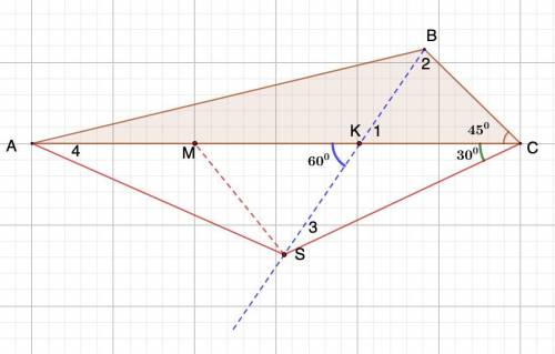 С объяснением! На стороне AC треугольника ABC, в котором угол ACB равен 45 градусам, отмечена точка