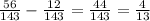 \frac{56}{143}-\frac{12}{143}=\frac{44}{143}=\frac{4}{13}