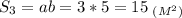 \displaystyle S_3=ab=3*5=15\;_{(M^2)}