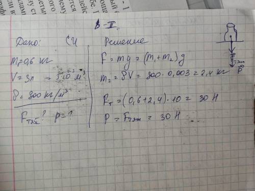 В бидон массой 0,6 кг налили 3 л керосина. Чему равны сила тяжести, действующая на бидон с керосином