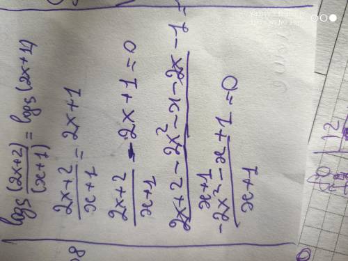 Розв'яжіть рівняння log5(2x+2)-log5(x+1)=log(2x+1)