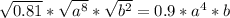 \sqrt{0.81}*\sqrt{a^8} *\sqrt{b^2} =0.9*a^4*b