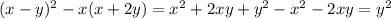 (x-y)^2-x(x+2y)=x^2+2xy+y^2-x^2-2xy=y^2