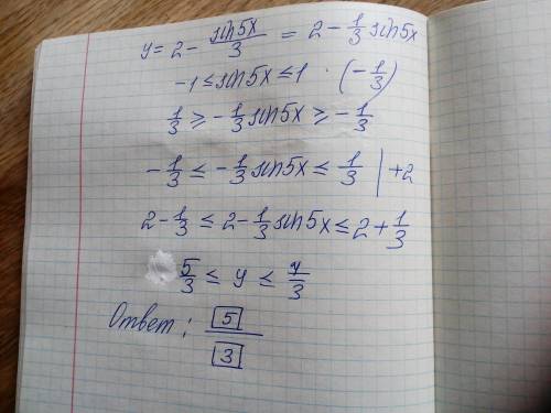 Найди меньшее значение функции y=2-sin5x/3