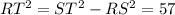 RT^2=ST^2-RS^2=57