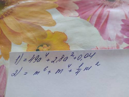 Піднесіть до квадрата : 1) (7a²+0,2)²2) ( m³+½m)²