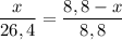 \dfrac{x}{26,4} =\dfrac{8,8-x}{8,8}