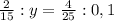 \frac{2}{15}:y=\frac{4}{25}:0,1