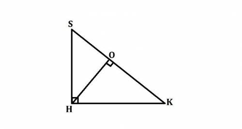 Высота, проведенная из прямого угла треугольника SHK , равна 27 . Найди гипотенузу треугольника SHK