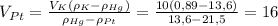 V_{Pt}=\frac{V_{K}(\rho_{K} -{\rho_{Hg}})}{\rho_{Hg}-\rho_{Pt}}}}=\frac{10(0,89-13,6)}{13,6-21,5} =16