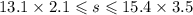 13.1 \times 2.1 \leqslant s \leqslant 15.4 \times 3.5