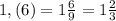 1,(6)=1\frac{6}{9}=1\frac{2}{3}