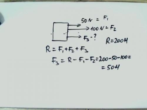 На тело действует три силы, направленные вдоль одной прямой. две силы имеют значения 50 и 100 n. как