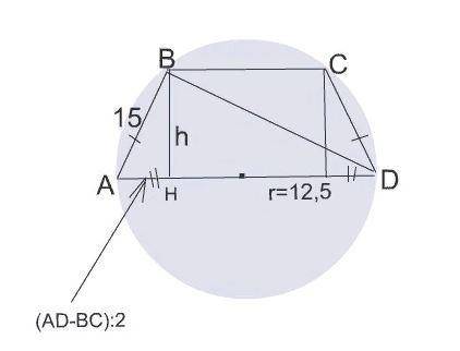 Центр окружности, описанной около трапеции, лежит на её большем основании. боковая сторона трапеции 