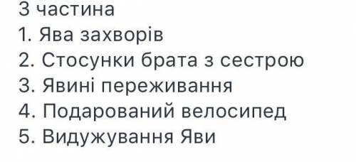 Треба скласти план до усієї 3 частини твору тореадори з васюківки