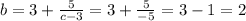 b=3+ \frac{5}{c-3}=3+ \frac{5}{-5}=3-1=2