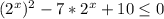 (2^{x})^{2} -7*2^{x} +10\leq 0