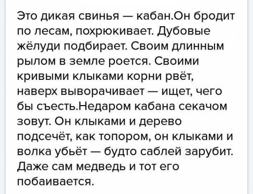 Пересказ кабан краткий имино что в тексте но не весь ​