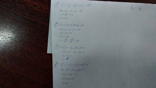 1)4*(x-3)-3*(x+2)=-192)2x+1+3*(x-2)=143)-5*(7-x)-4 (x-8=34)2*(x-4)-5 (x-6)=1 35 ​