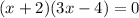 (x + 2)(3x - 4) = 0 \\ 