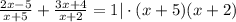 \(\frac{2x-5}{x+5}+\frac{3x+4}{x+2}=1|\cdot(x+5)(x+2)\)