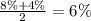 \frac{8\%+4\%}2=6\%