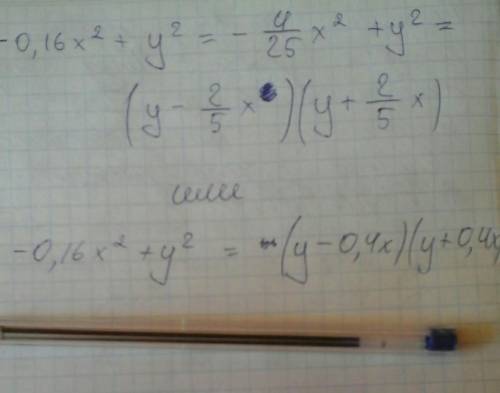 Решите, умоляю разложите на множители -0.16х²+у²