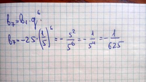 Найдите седьмой член прогрессии если b¹=-25 и q= 1\5​