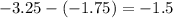  - 3.25 - ( - 1.75) = - 1.5