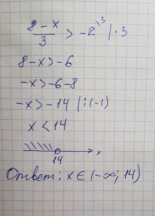 Неравенство розвяжите 8-x/3> -2