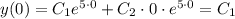 y(0)=C_1e^{5\cdot0}+C_2\cdot0\cdot e^{5\cdot0}=C_1