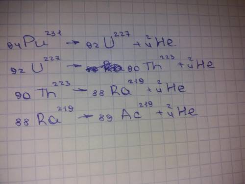 Какой элемент образуется после 3 альфа и одного бета распада изотопа плутоний 231?