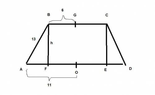 1) дан усечённый конус,рудиусы оснований которого 11и 6 дм а образующая равна 13 дм. найти площадь о