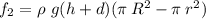 f _{2} = \rho\ g(h + d)(\pi\: R^{2} - \pi \: r ^{2} )