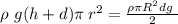 \rho\ g(h + d) \pi \: r ^{2} = \frac{ \rho \pi R^{2} dg \ }{2} 