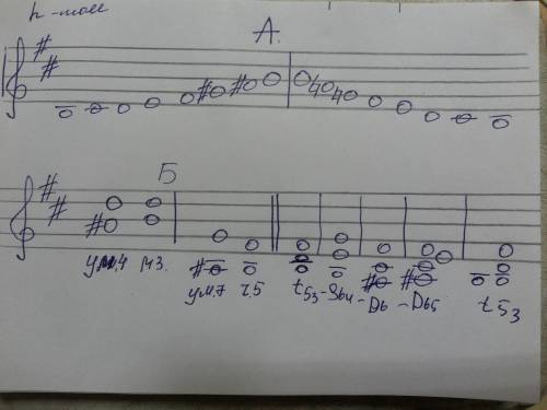 1.в тональности h-moll построить и спеть а-мелод. вид б-ум4,ум7 с разрешением в-т53,s64,д6,д65,т53