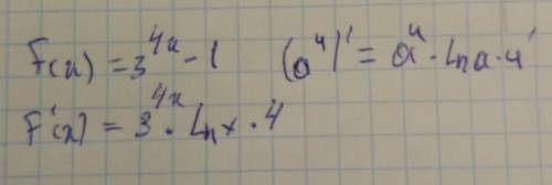 Найти производную функции: f(x)=3^4x-1