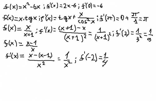 Не могу решить правильно найдите значение производной функции у=f(x) в заданных точках: а)f(x)=x^2-6