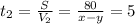 t_2=\frac{S}{V_2}=\frac{80}{x-y}=5