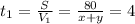 t_1=\frac{S}{V_1}=\frac{80}{x+y}=4