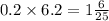 0.2 \times 6.2 = 1 \frac{6}{25} 