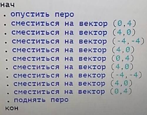 Использует команду сместиться на вектор. составьте алгоритм рисования изображения ниже фигуры так, ч