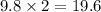 9.8 \times 2 = 19.6