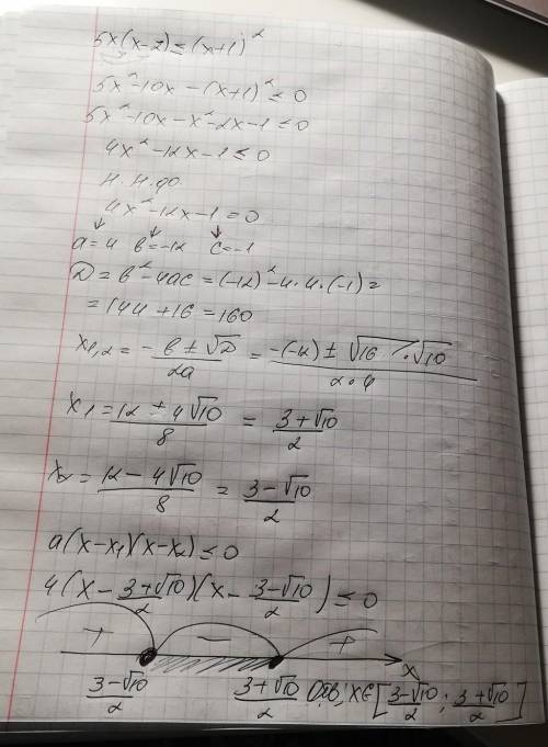 Решите неравенство 5x(x-2)—< (x+1)²​