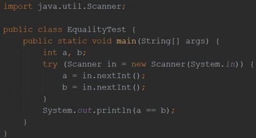Язык java! помните 3. напишите класс, который принимает с клавиатуры два числа и проверяет, равны он
