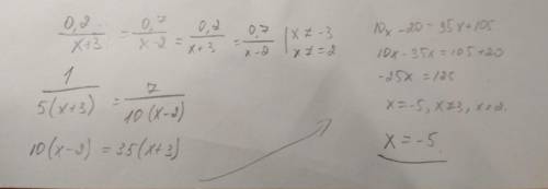 Решите и сделайте проверку 0,2/x+3=0,7/x-2​