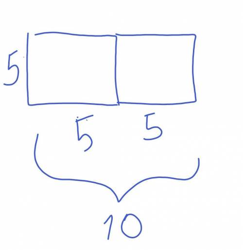 Два одинаковых квадрата с площадью 25см2. каждый приложили один к другому так,что получился прямоуго