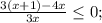 \(\frac{3(x+1)-4x}{3x}\leq0;\)